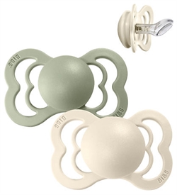 Bibs Pacifier Couture, Ivory/Sage, 2-pak, Str. 1
