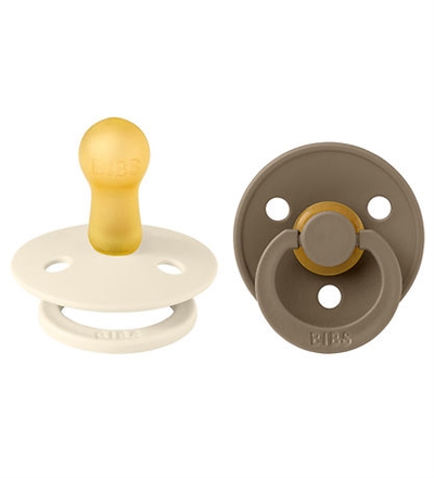 Bibs Pacifier Colour, 2-Pak, Ivory/Dark Oak, Str. 2