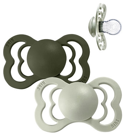 Bibs Pacifier Supreme, Ivory/Sage, 2-pak, Str. 2